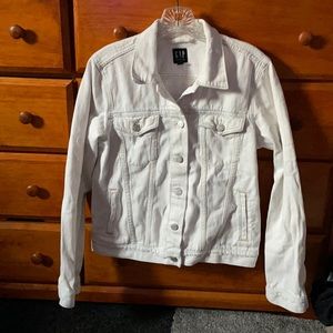 Gap Distressed White Denim Jacket